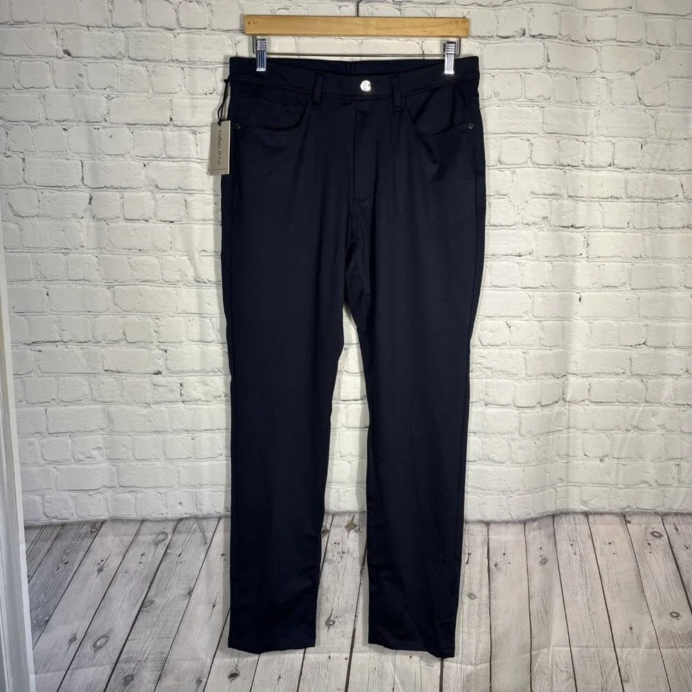 Collars and & Co CEO Tech Pull On Pants Navy 32x30‎ NEW Stretch Golf Athleisure